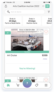 Engaging auction experience with an app-based bidding option.
