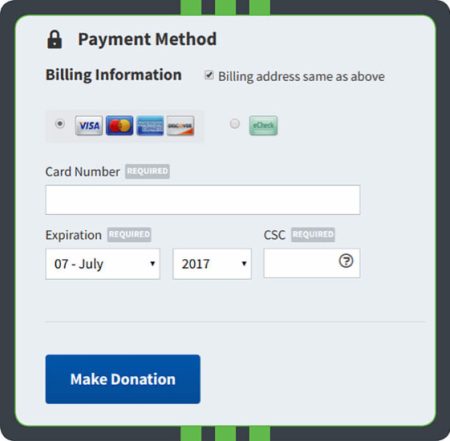 Offer different payment options on your donation page.