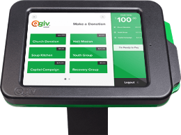 Check out Qgiv's kiosk software.