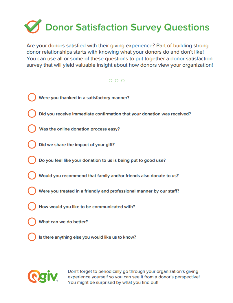 Donor Satisfaction Questions - Qgiv Success Center