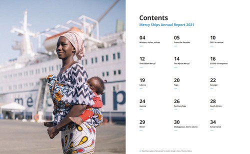 Mercy Ships nonprofit annual report table of contents