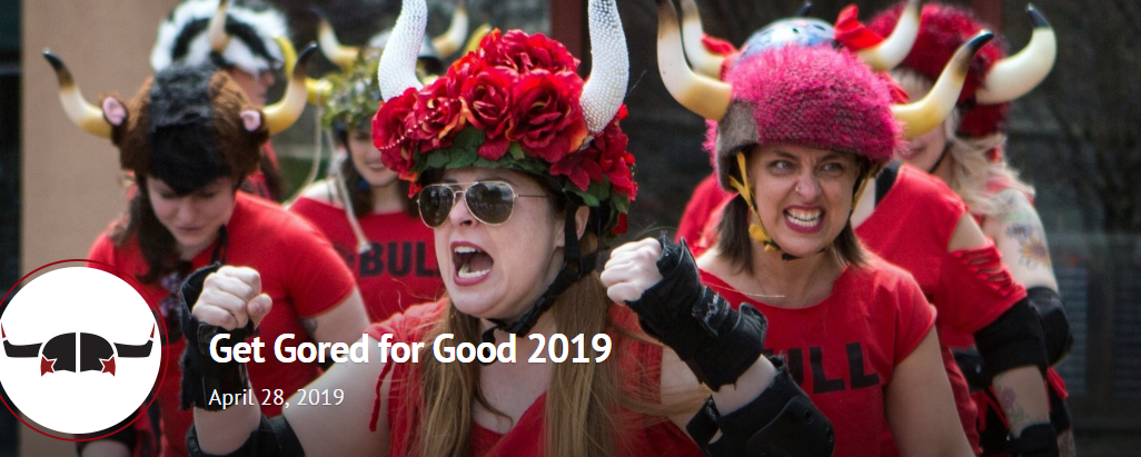 Screenshot of Amos House's Get Gored for Good 2019 event header