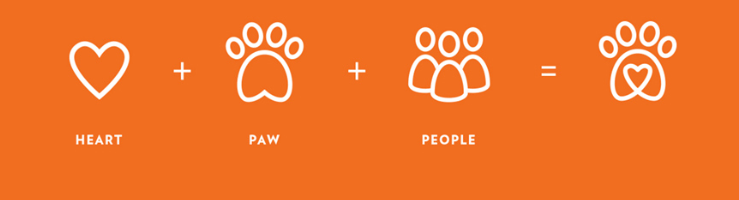 icons for "heart + paw + people = Pensacola Humane Society's logo"