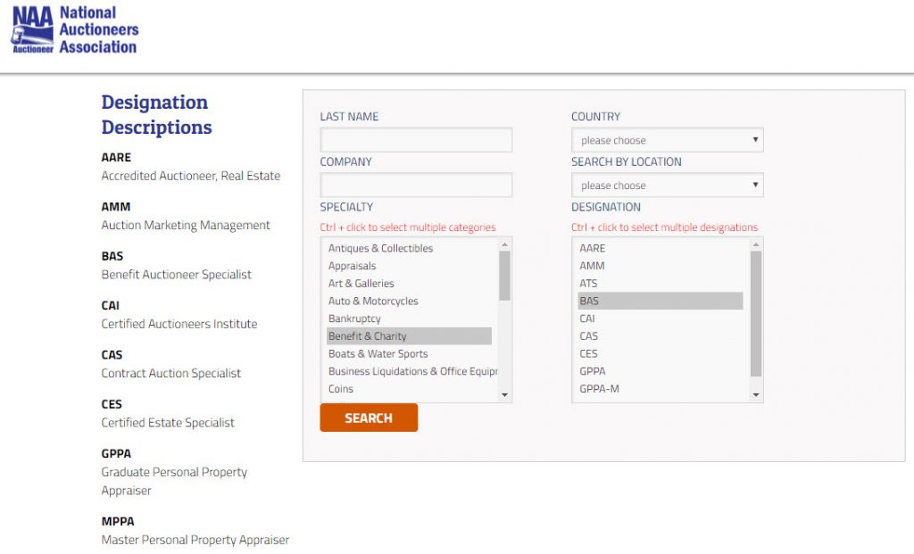 National Auctioneers Association Auctioneer Search Form