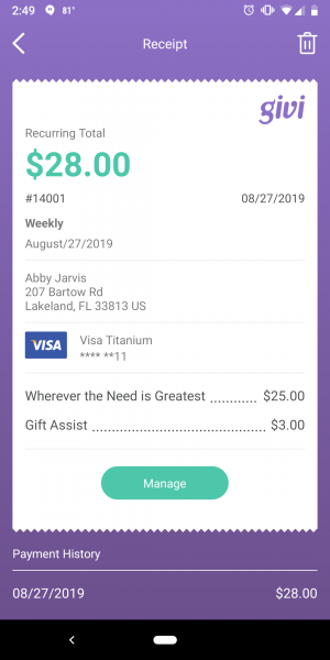 Manage Gift