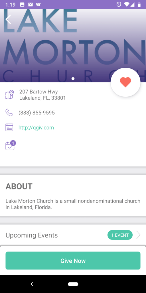 view your church's profile on Givi