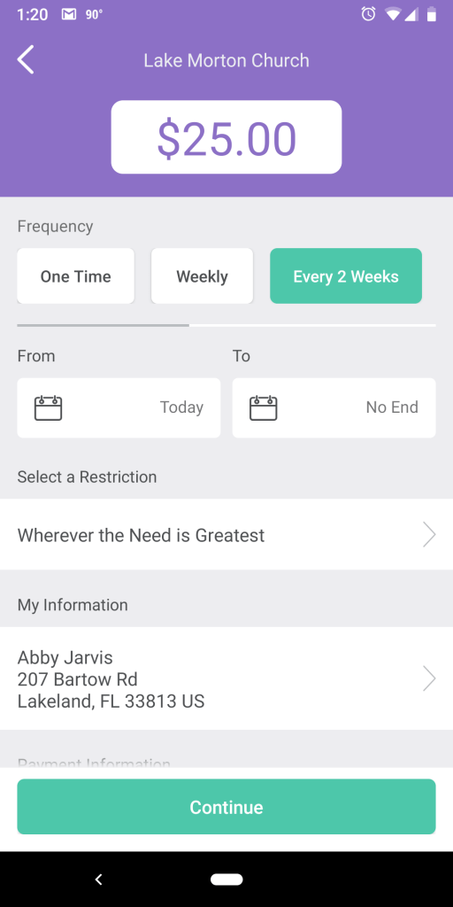 biweekly recurring gifts on Givi