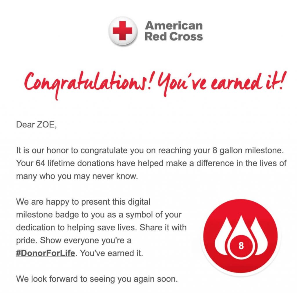 Provide updates on donations like the American Red Cross does in this email to improve donor retention and re-engage lapsed donors