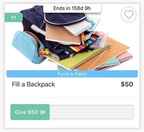 fund-a-need auction item - fill a backpack $50
