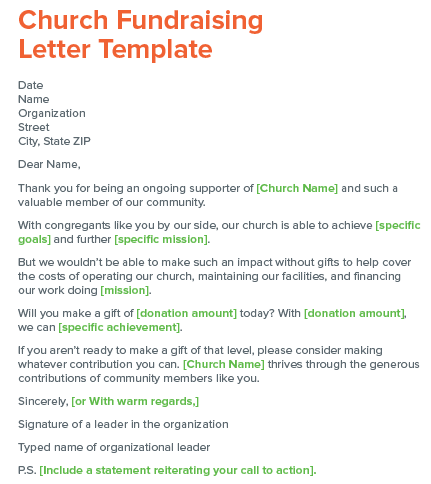Check out this church fundraising letter template.