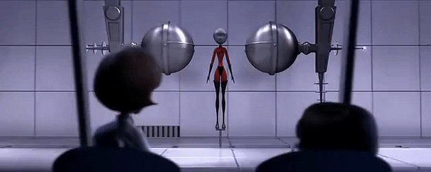 A gif of the super suit Edna Mode from The Incredibles made for Violet