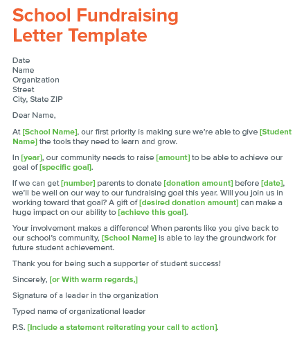 Check out this school fundraising letter template.