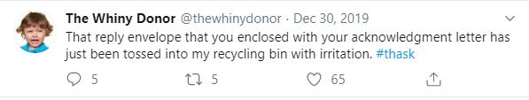 Ignoring the thanks and diving right into another ask is a poor way to steward donors and your retention rate will suffer for it. Thank donors properly.
