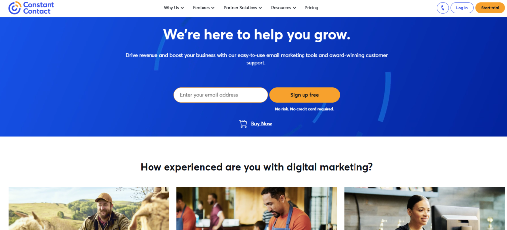 Constant Contact’s homepage