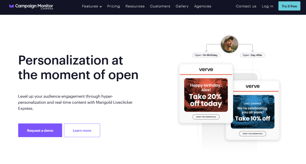 Campaign Monitor’s homepage