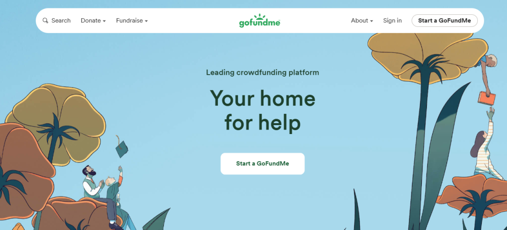 GoFundMe’s homepage