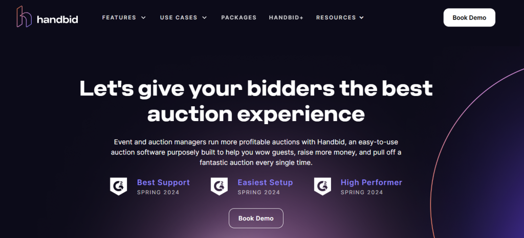 Handbid’s homepage