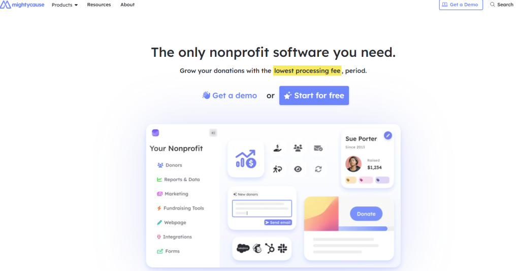 Mightycause’s homepage