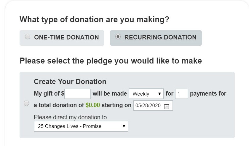 Central Arizona College includes a recurring donation tab on their online donation form to make setting up monthly giving easy for donors!