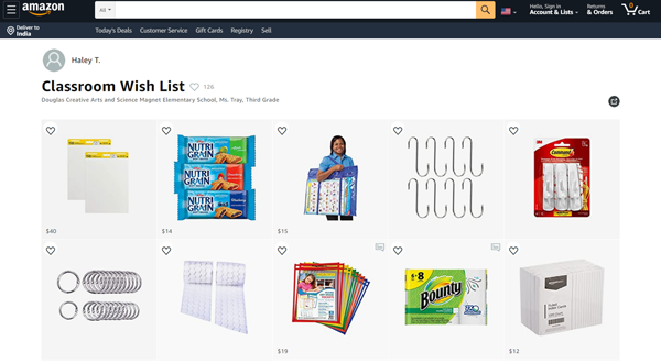 Here's an example of an Amazon Wish List as a school fundraising idea.