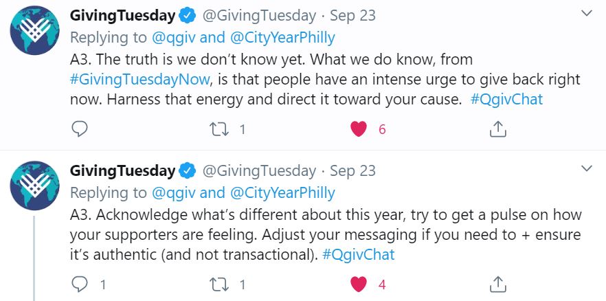 Giving Tuesday's two-part answer to question 3 of the Qgiv Twitter Chat.