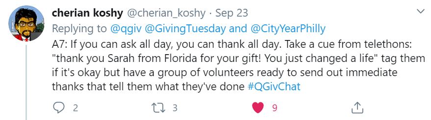 Cherian Koshy's answer to question seven of the Qgiv Twitter Chat.