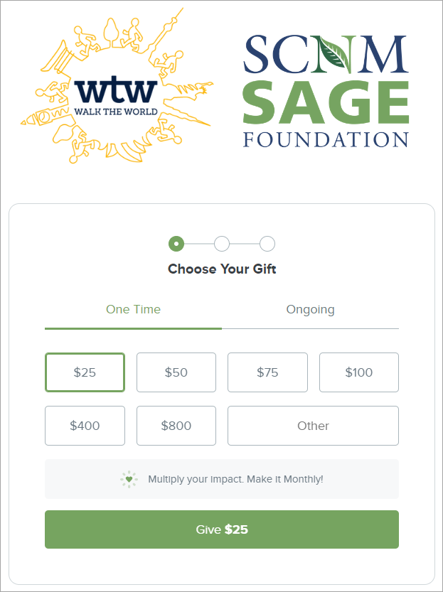 SCNM Sage Foundation's post-makeover donation form.