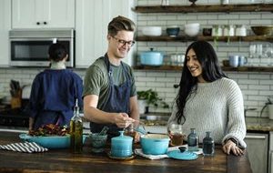 Friends cooking together