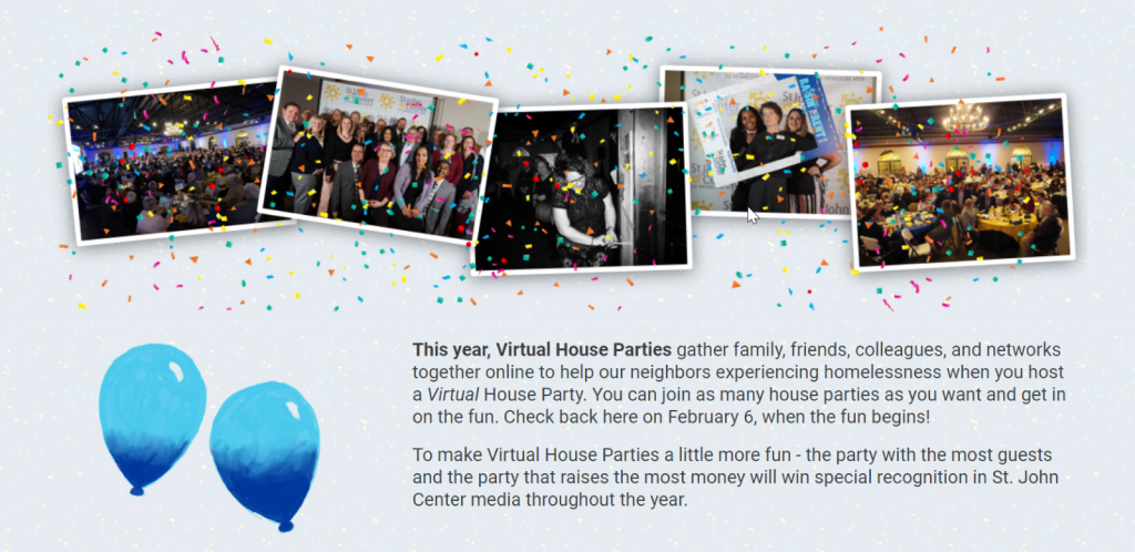 Image from St. John Center for Homeless Men's virtual house parties fundraiser