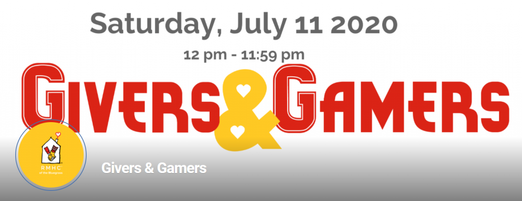 Ronald McDonald House Charities' Givers & Gamers event banner.