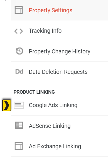 Image showing the location of the Google Ads Linking button in Google Analytics