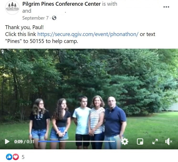 Pilgrim Pines made great use of social media to support their text fundraising campaign