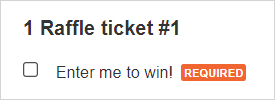 Raffle ticket custom field with a checkbox with a label reading "Enter me to win!"