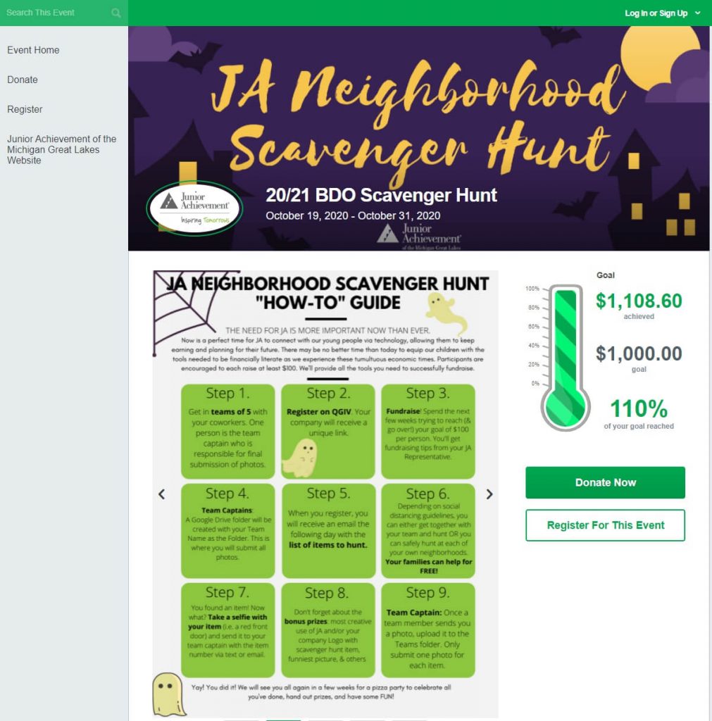 Scavenger hunt fundraiser