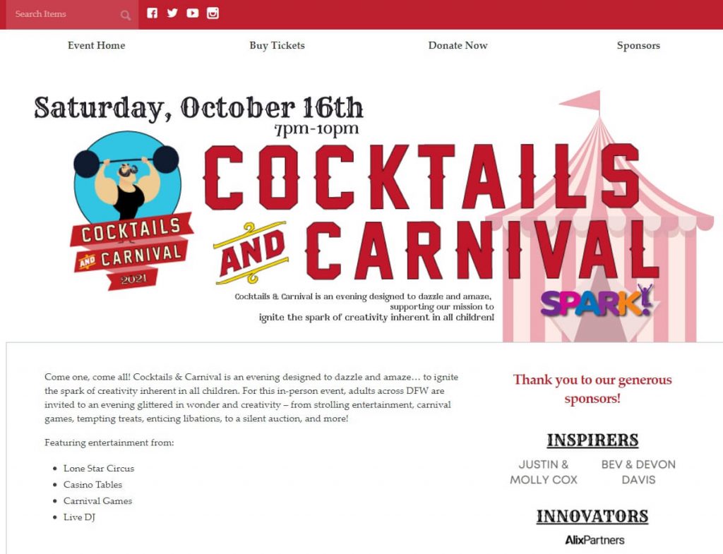 SPARK! Dallas Cocktails & Carnival fundraiser