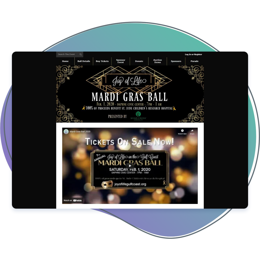 St. Jude Children's Research Hospital’s “Joy of Life” Ball - Mardi Gras-themed auction site