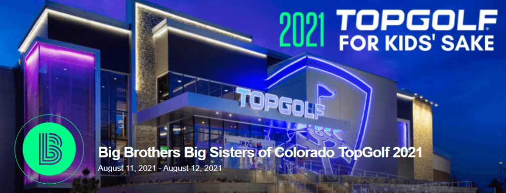 Big Brothers Big Sisters of Colorado's TopGolf for Kids' Sake event header.
