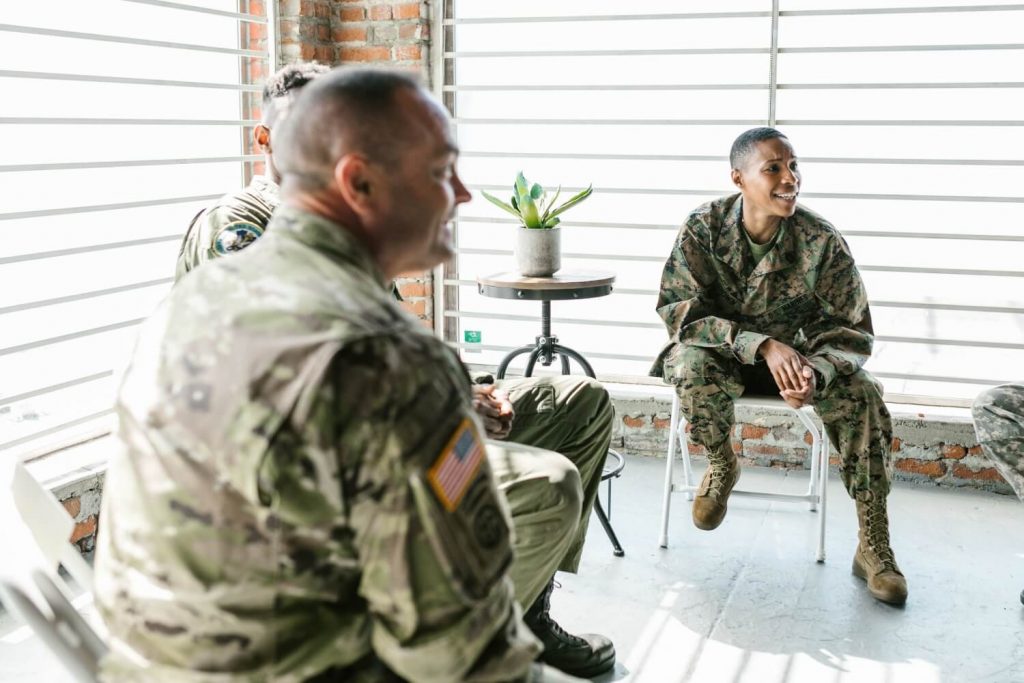 Veterans talking in a support group