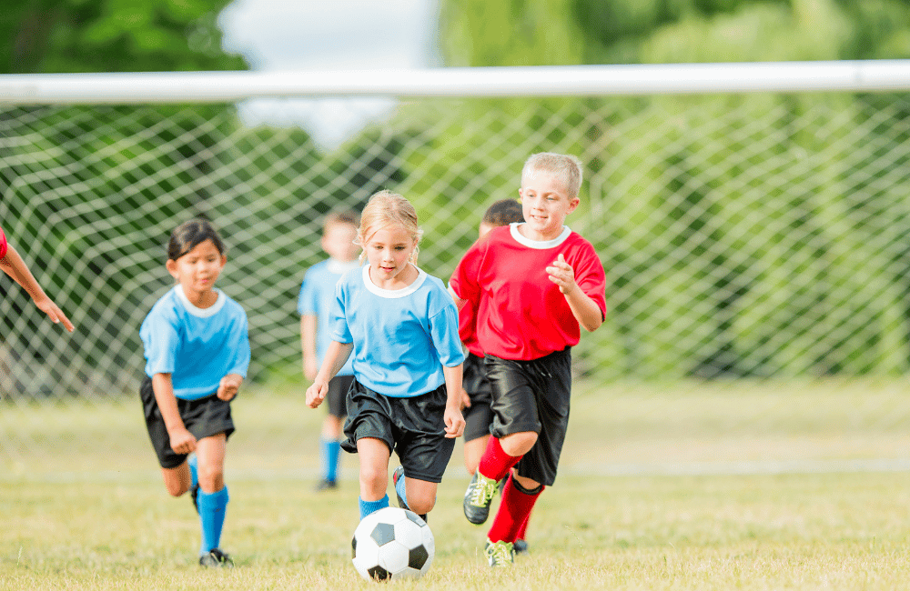 Kids playing soccer