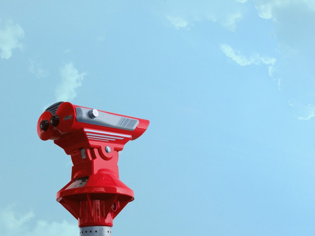 red outdoor/public binoculars