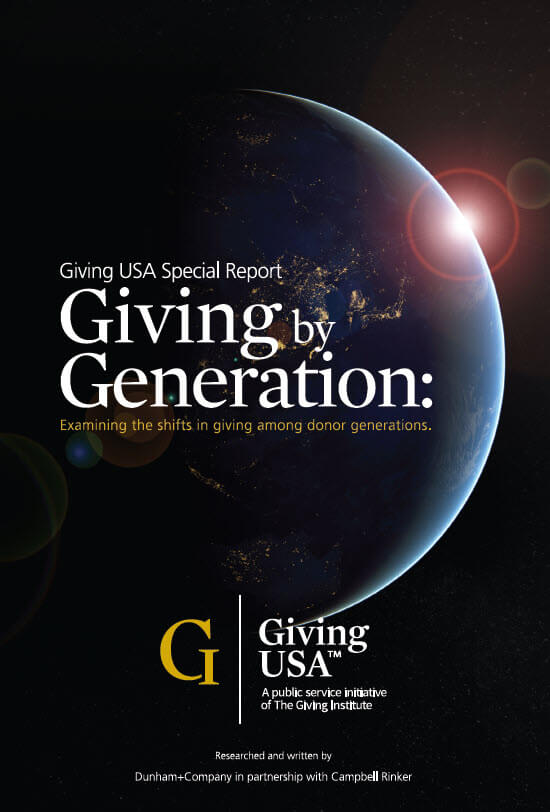 Cover Image of the Giving USA Special Report Giving by Generation: Examining the shifts in giving among donor generations.