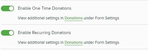 screenshot of recurring donation toggle in Qgiv form settings