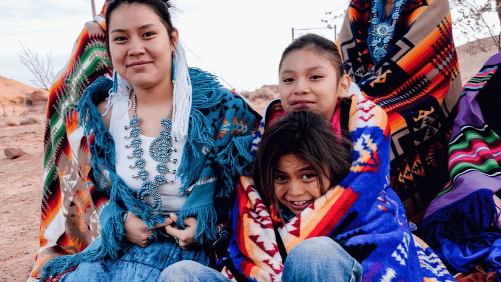 Group of Native American Navajo children in Monument Valley, Arizona