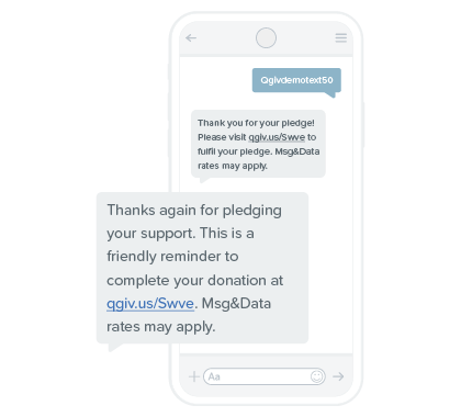 example of a pledge reminder text for outbound text fundraising
