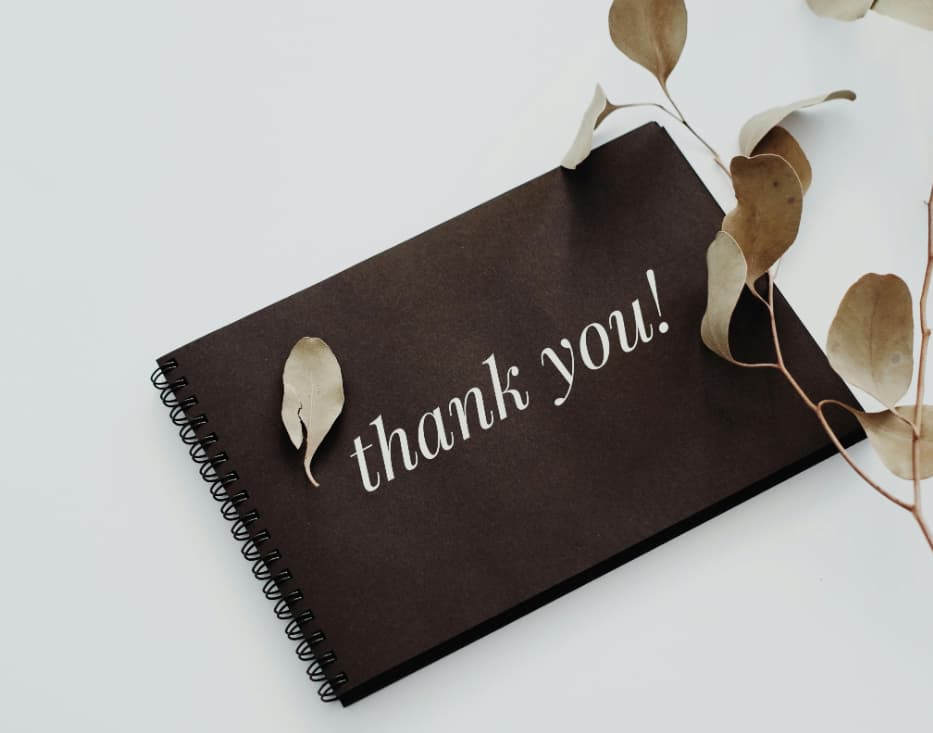 donor stewardship thank you note/booklet with leaves