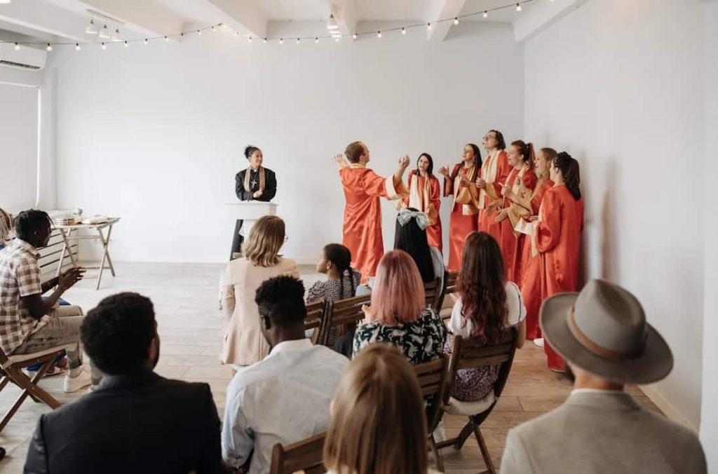 small church choir performing a concert fundraising event