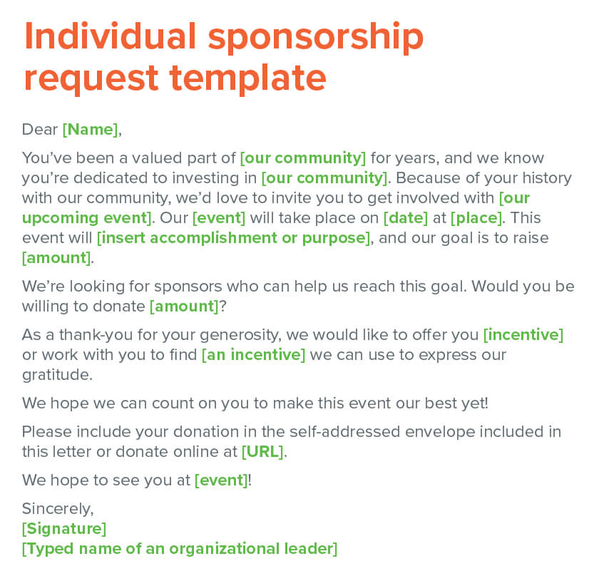 Individual sponsorship request template
