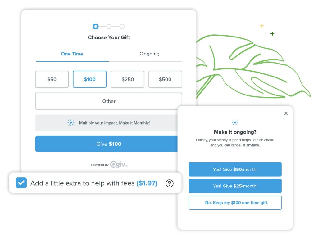 Qgiv’s nonprofit credit card processing interface