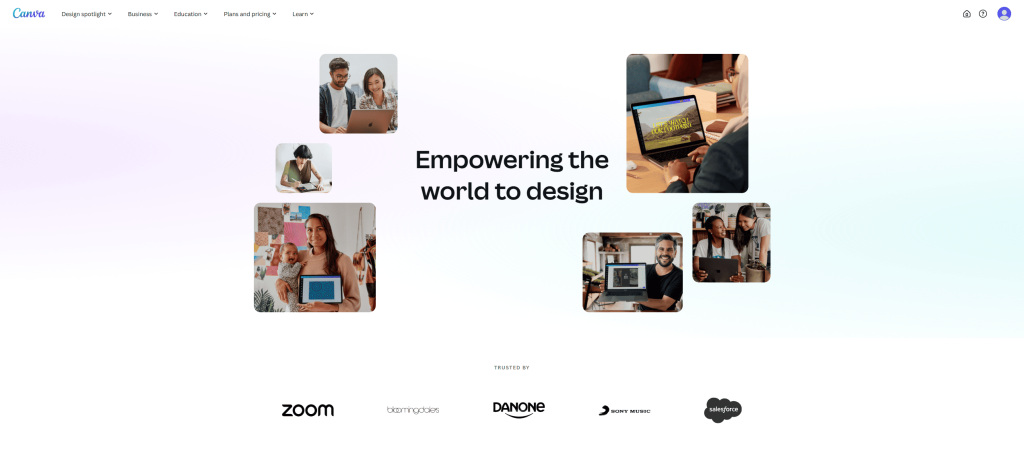 Canva’s homepage