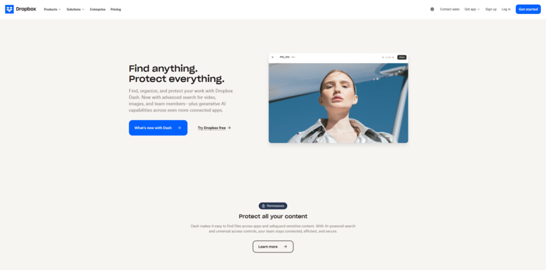 Dropbox’s homepage